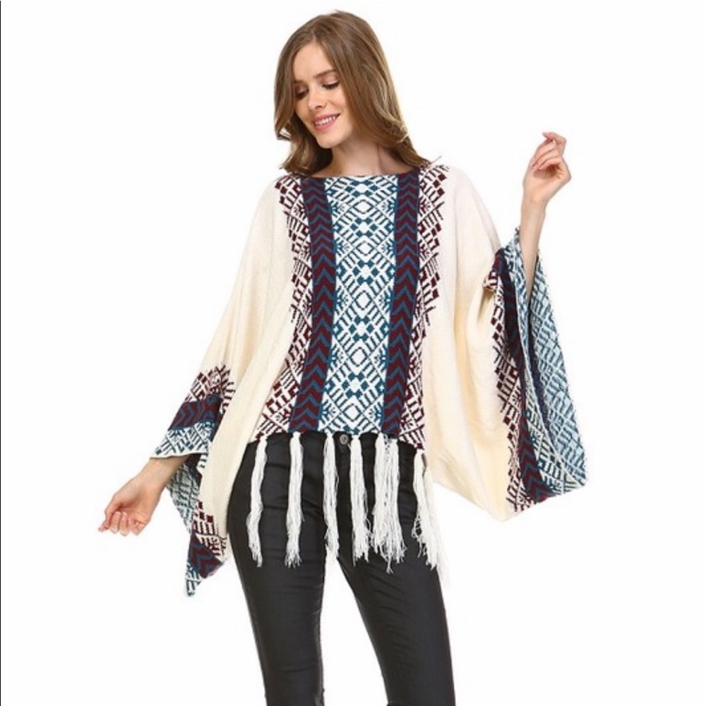 Colorful Bohemian print Poncho